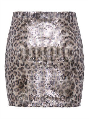 JDYLeona Sequins Mini Nederdel - Brown Rice/Leopard